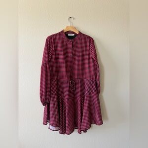 Source Unknown Red Plaid Long Sleeve Dress